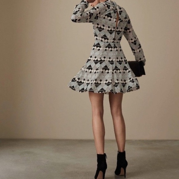 REISS Ardelle Geo Heart Mini Dress Long Sleeve Size 6 - Picture 5 of 12